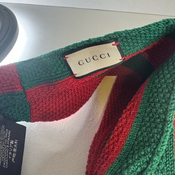 GUCCI Web Knot Knit Wool Twist Red & Green Headband Made in Italy. main image 2